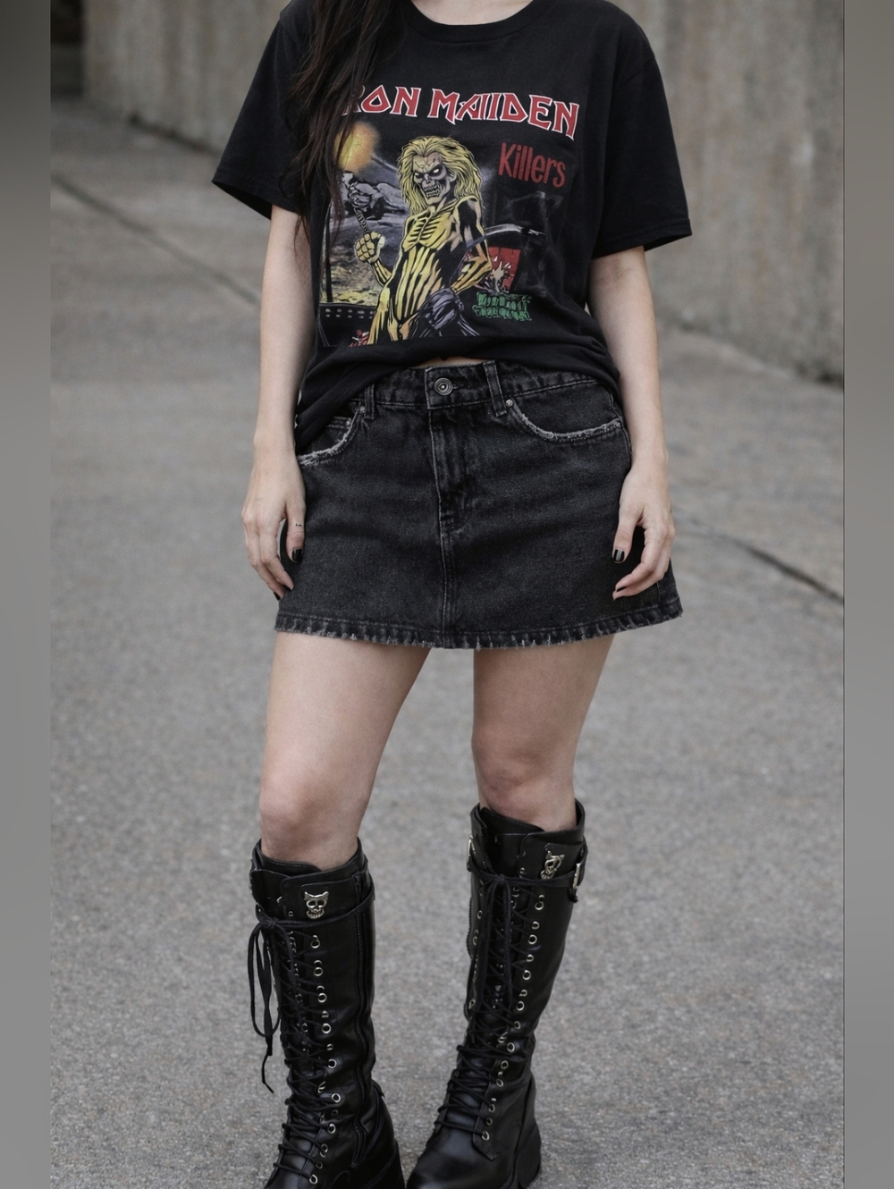 Zara Distressed Denim Mini Skirt